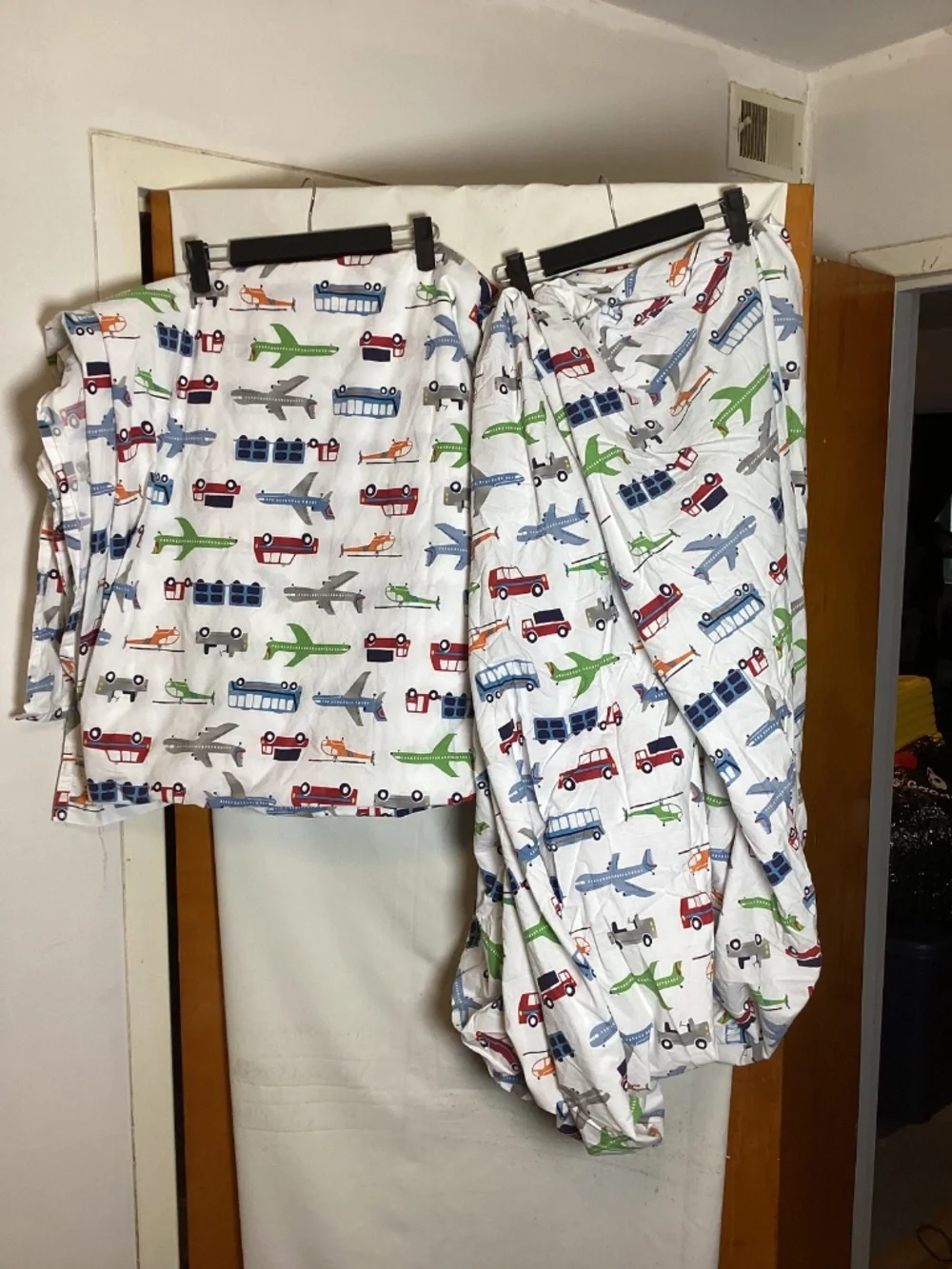 Pottery Barn Kids planes,trucks & cars printed Full/ Double sheet set